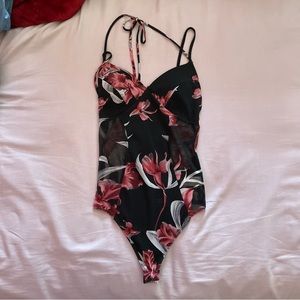 A’gaci Pink and Black Floral Bodysuit